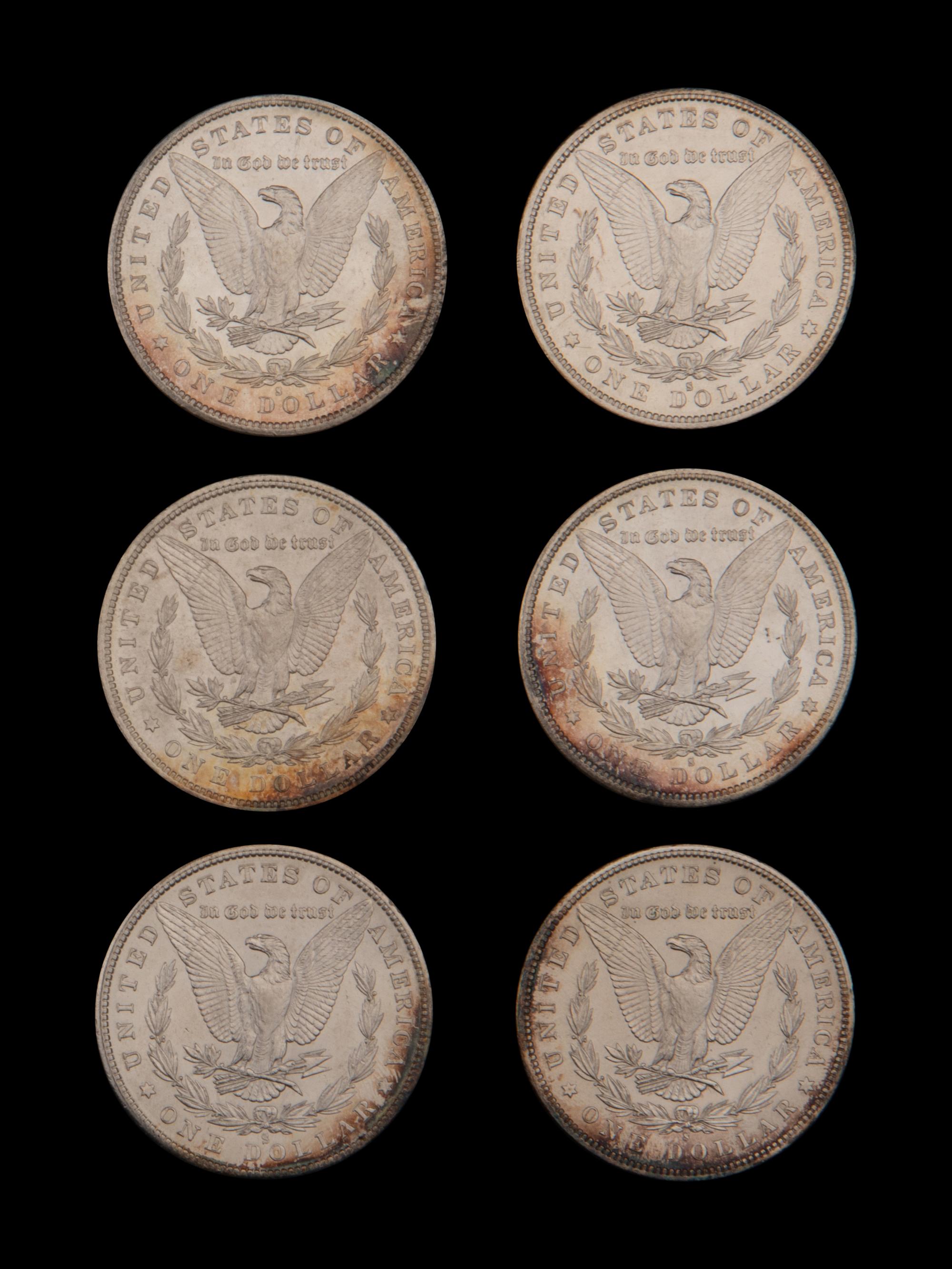 Six Morgan $1 Coins