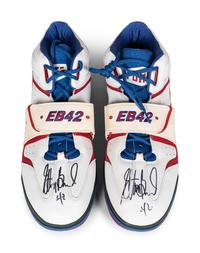 A Pair of Elton Brand Game Issued Signed Autograph Nike Air Force Basketball Shoes Gifted Directly From Brand (EB42 Personal Edition),