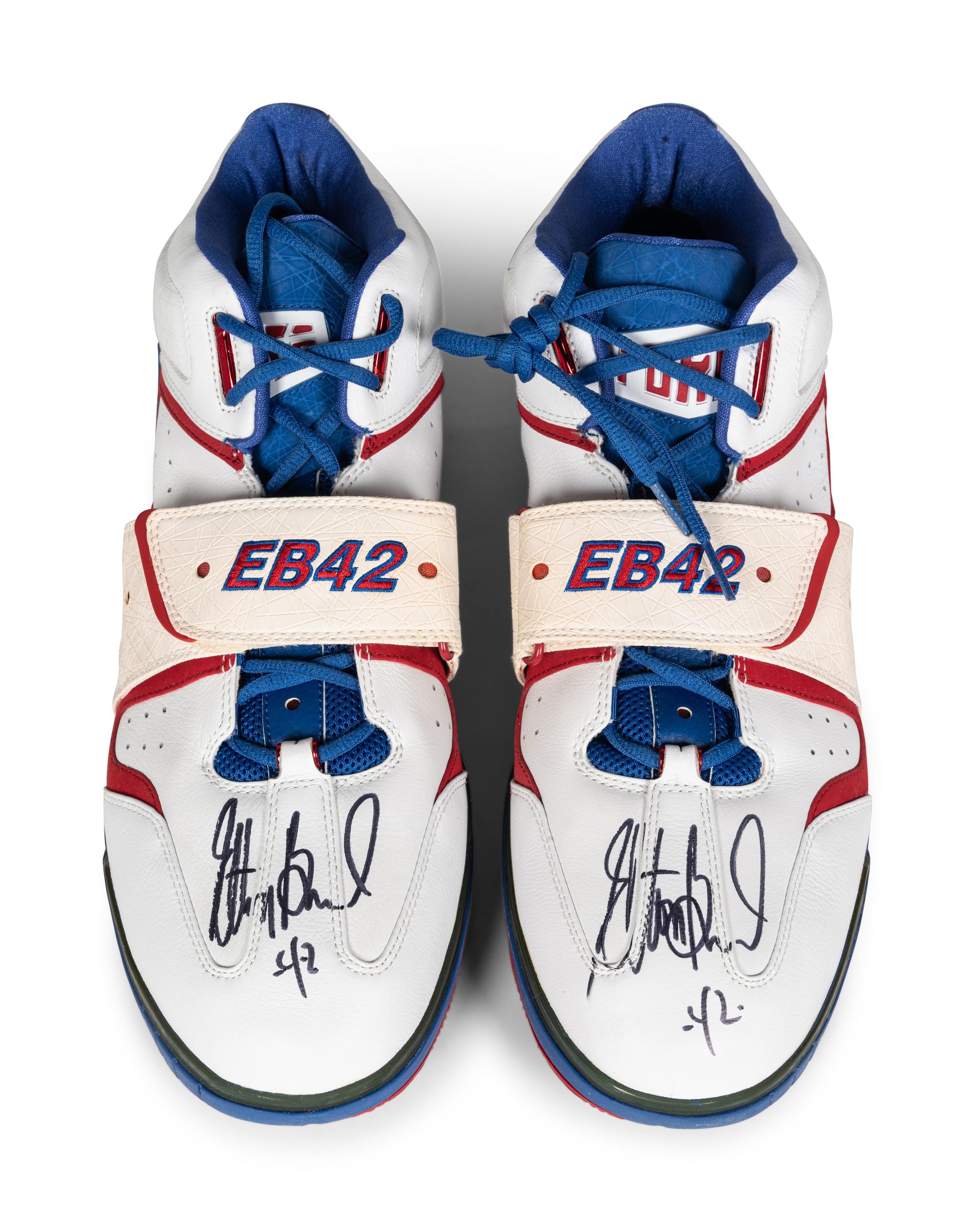 A Pair of Elton Brand Game Issued Signed Autograph Nike Air Force Basketball Shoes Gifted Directly From Brand (EB42 Personal Edition),