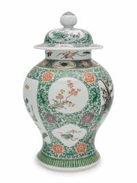 A Chinese Famille Verte Porcelain Covered Jar