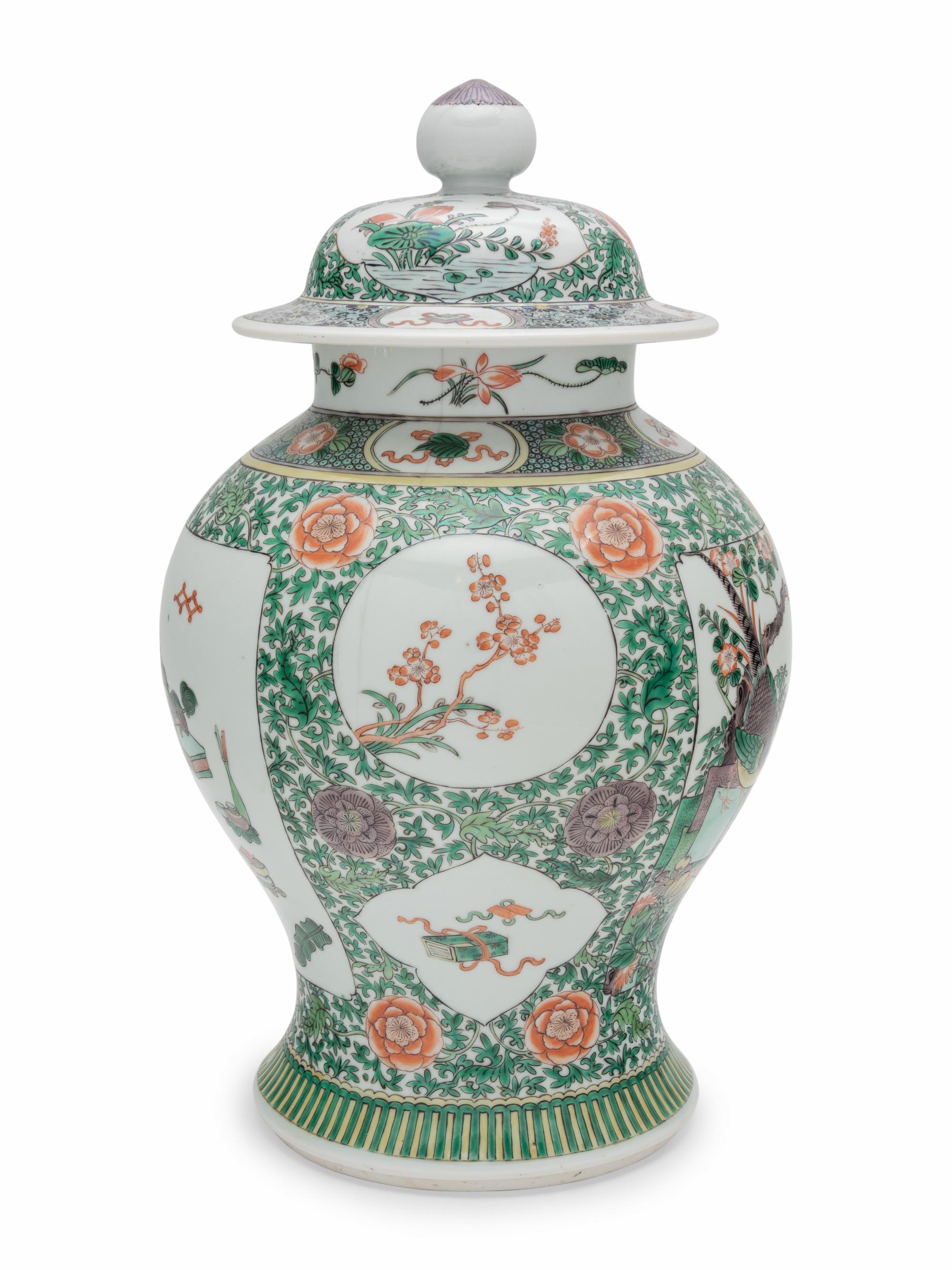 A Chinese Famille Verte Porcelain Covered Jar