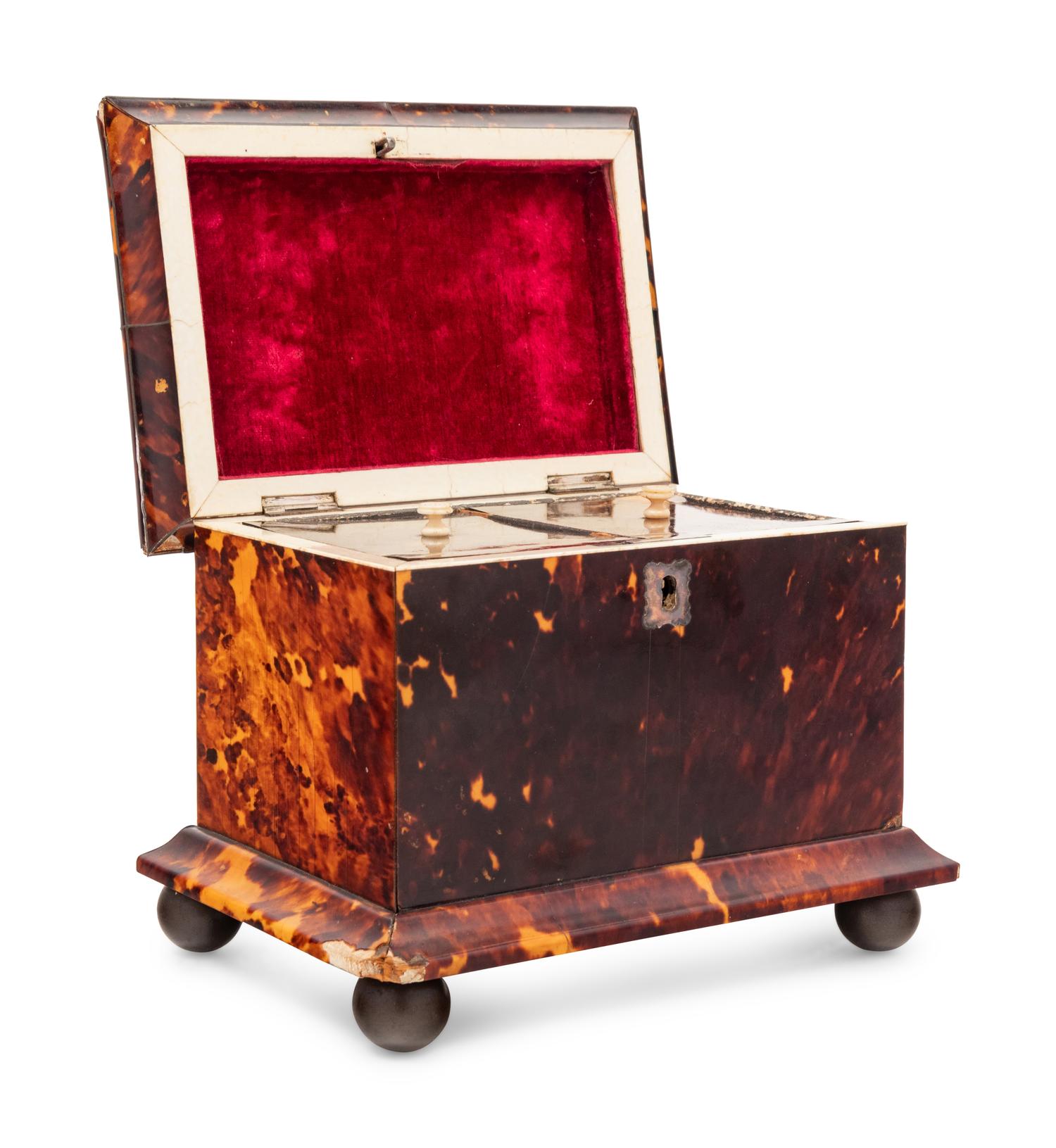 A Regency Tortoiseshell Tea Caddy