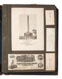 [AUTOGRAPHS]. Scrapbook containing autographs and ephemera, including scarce Revolutionary War-era imprints.