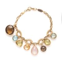 Yellow Gold and Multigem Necklace and Bracelet