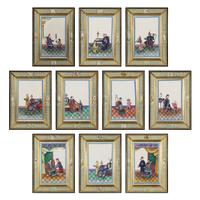 A Set of Ten Framed Chinese Export Pith Paintings