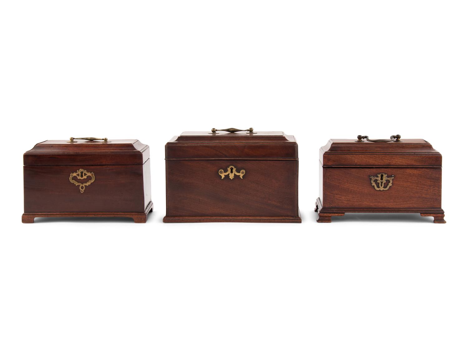 A Group of Three George III Mahogany Table Caskets