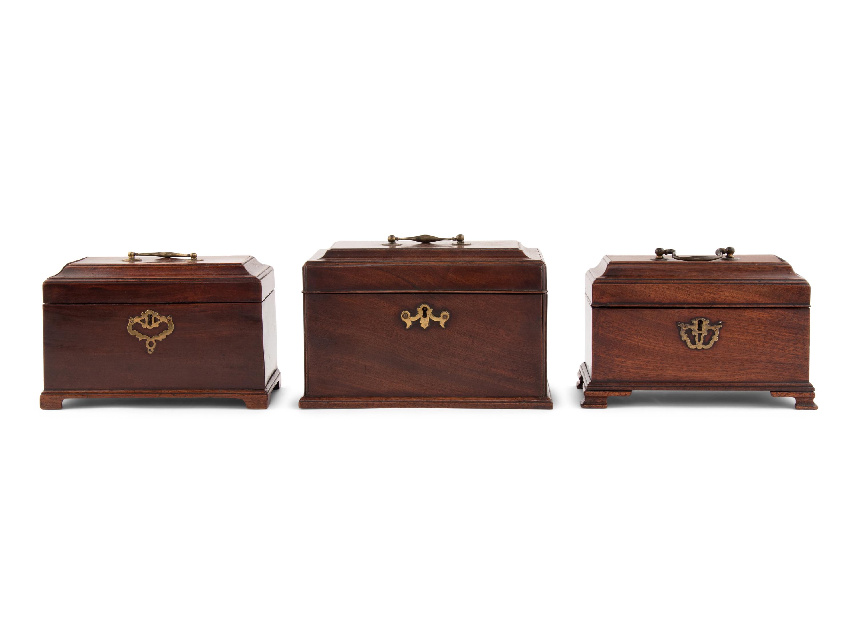 A Group of Three George III Mahogany Table Caskets