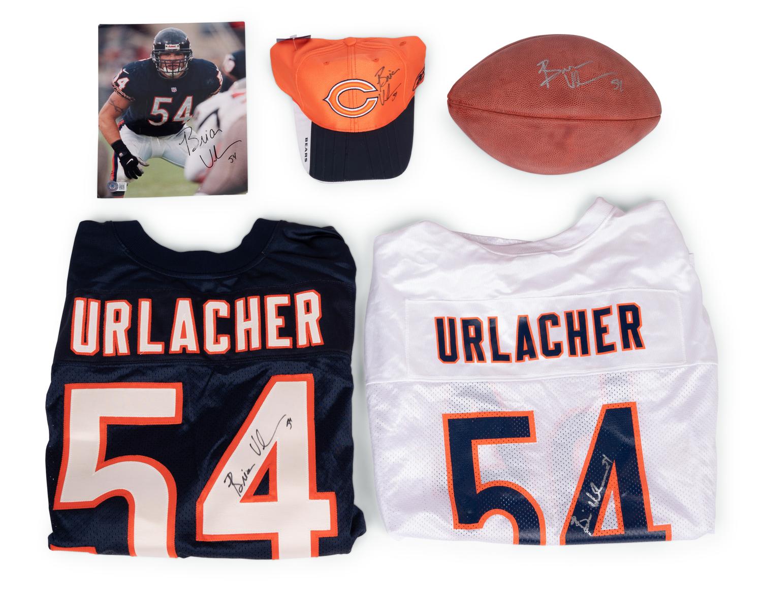 A Group of Five Brian Urlacher Signed Autograph Items (Beckett Authentication Services BAS Certified)