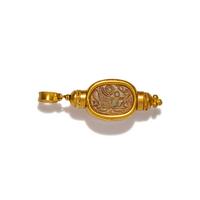An Egyptian Gold and Blue Faience Scarab Pendant — with modern gold additions