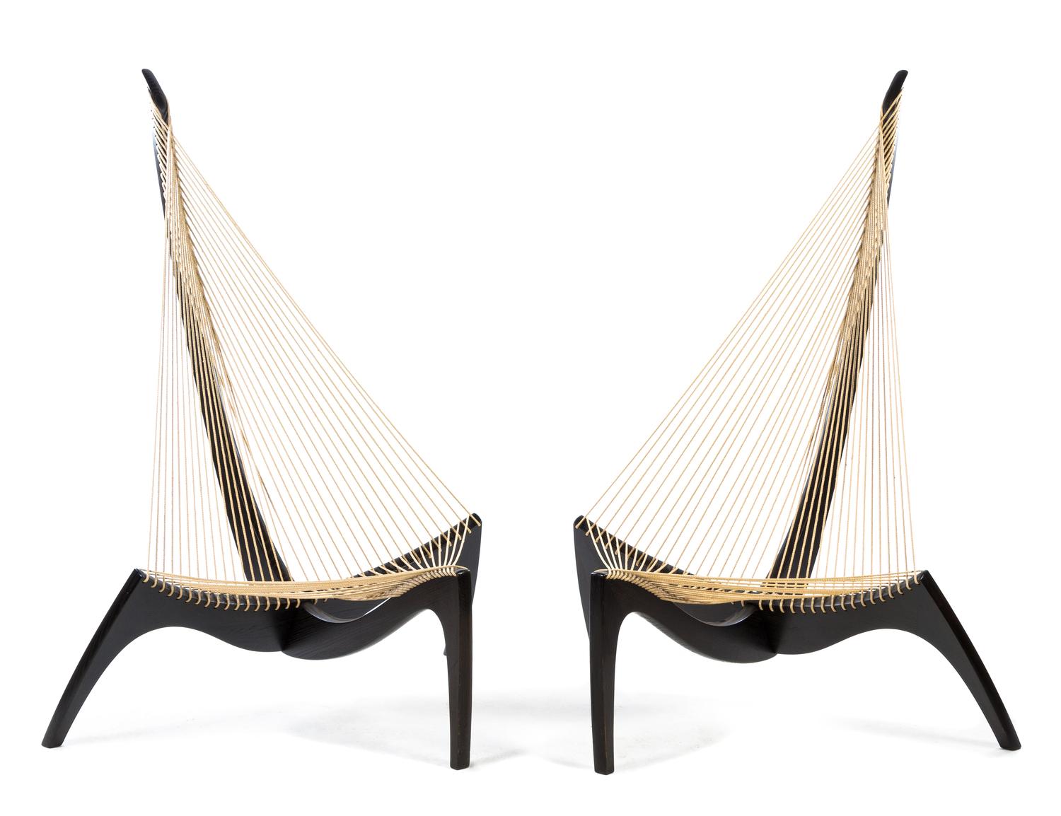 A Pair of Harp Chairs, Jorgen Hovelskov Height 53 inches.