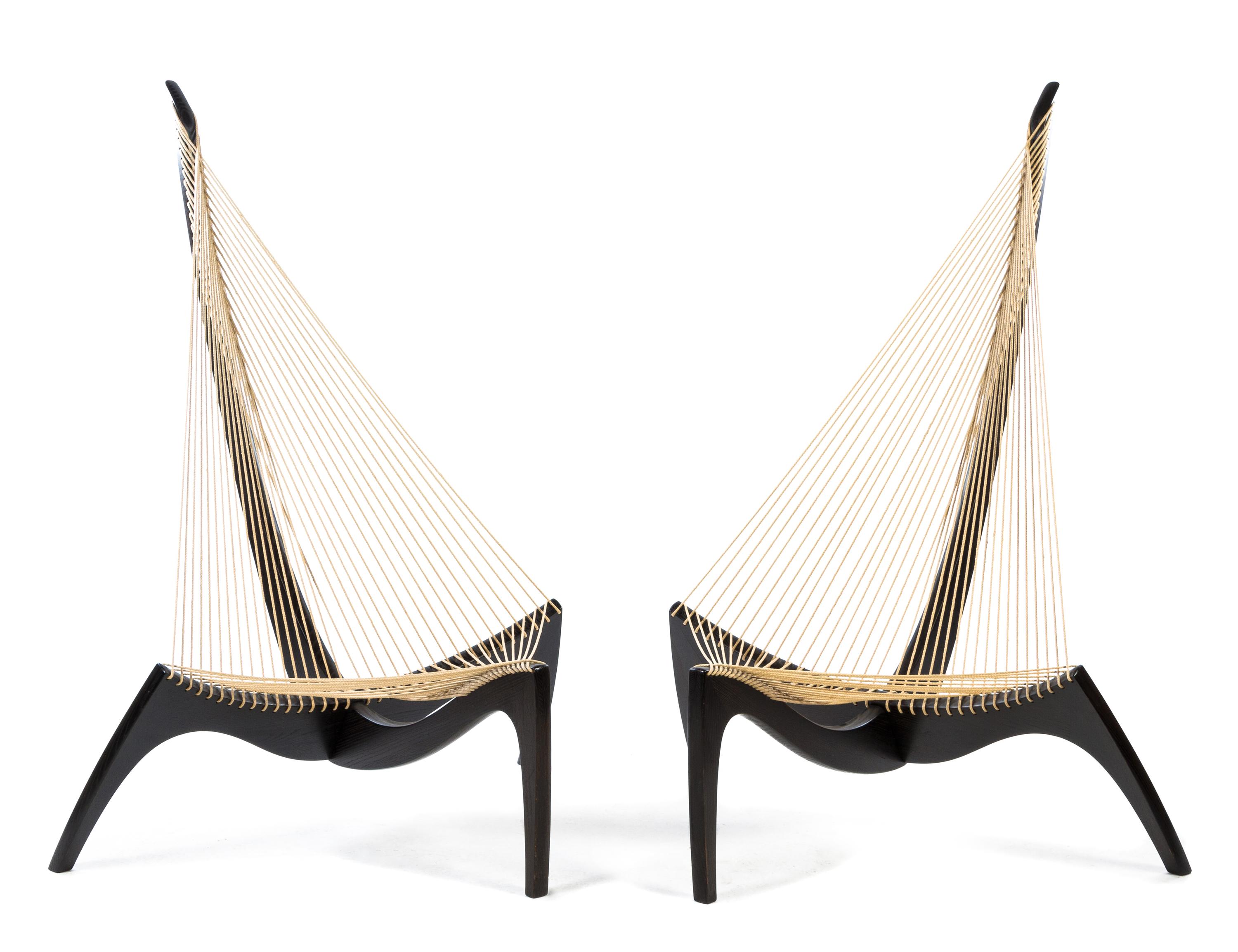 A Pair of Harp Chairs, Jorgen Hovelskov Height 53 inches.