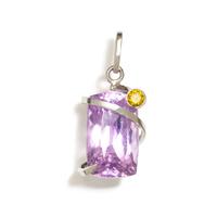 KUNZITE AND COLORED DIAMOND PENDANT