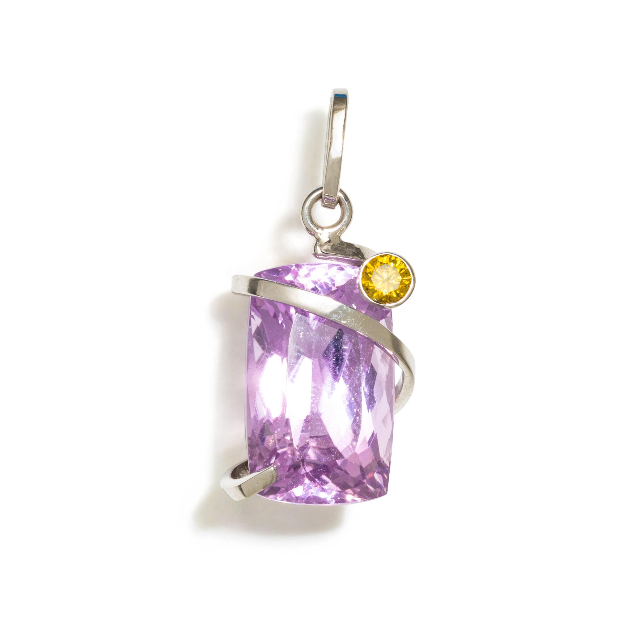 KUNZITE AND COLORED DIAMOND PENDANT
