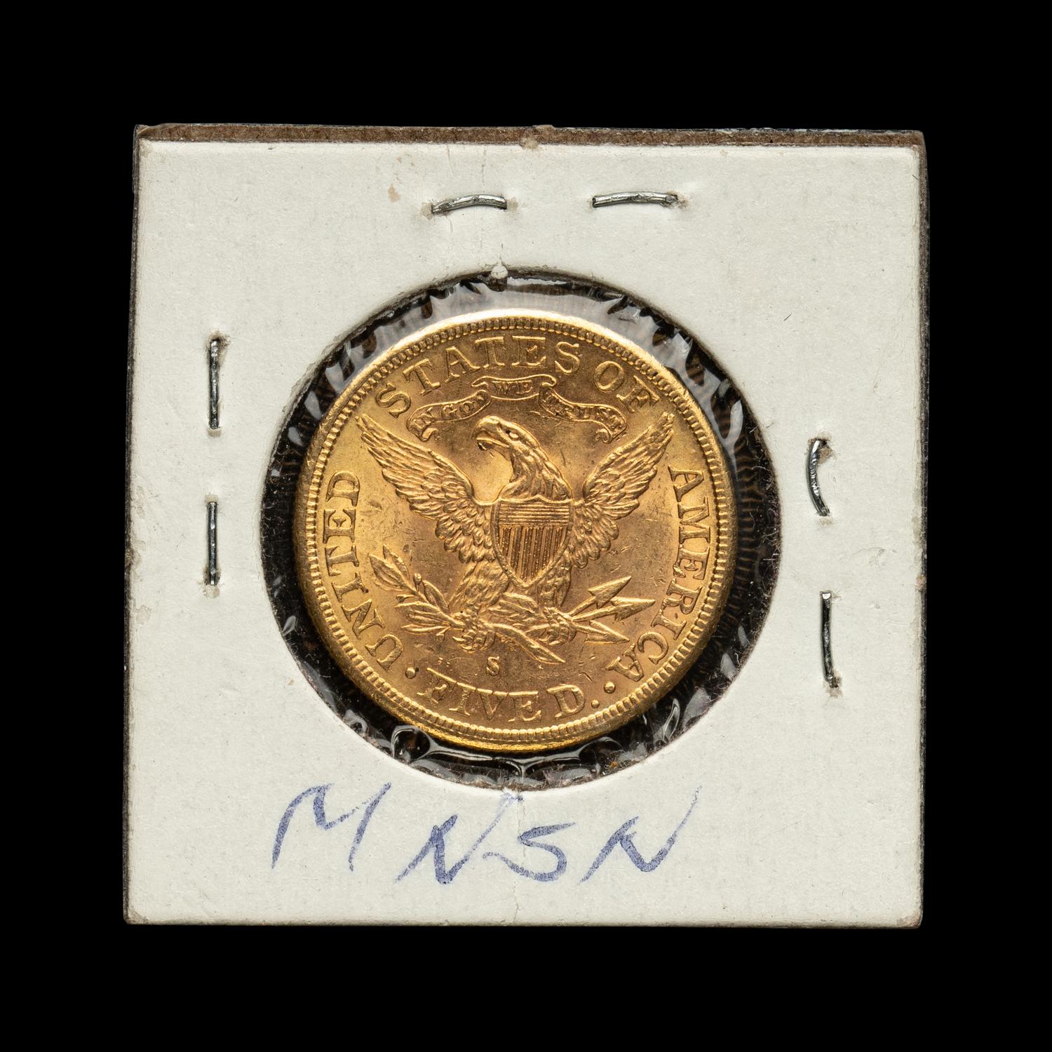 An 1886-S Liberty Head $5 Gold Coin