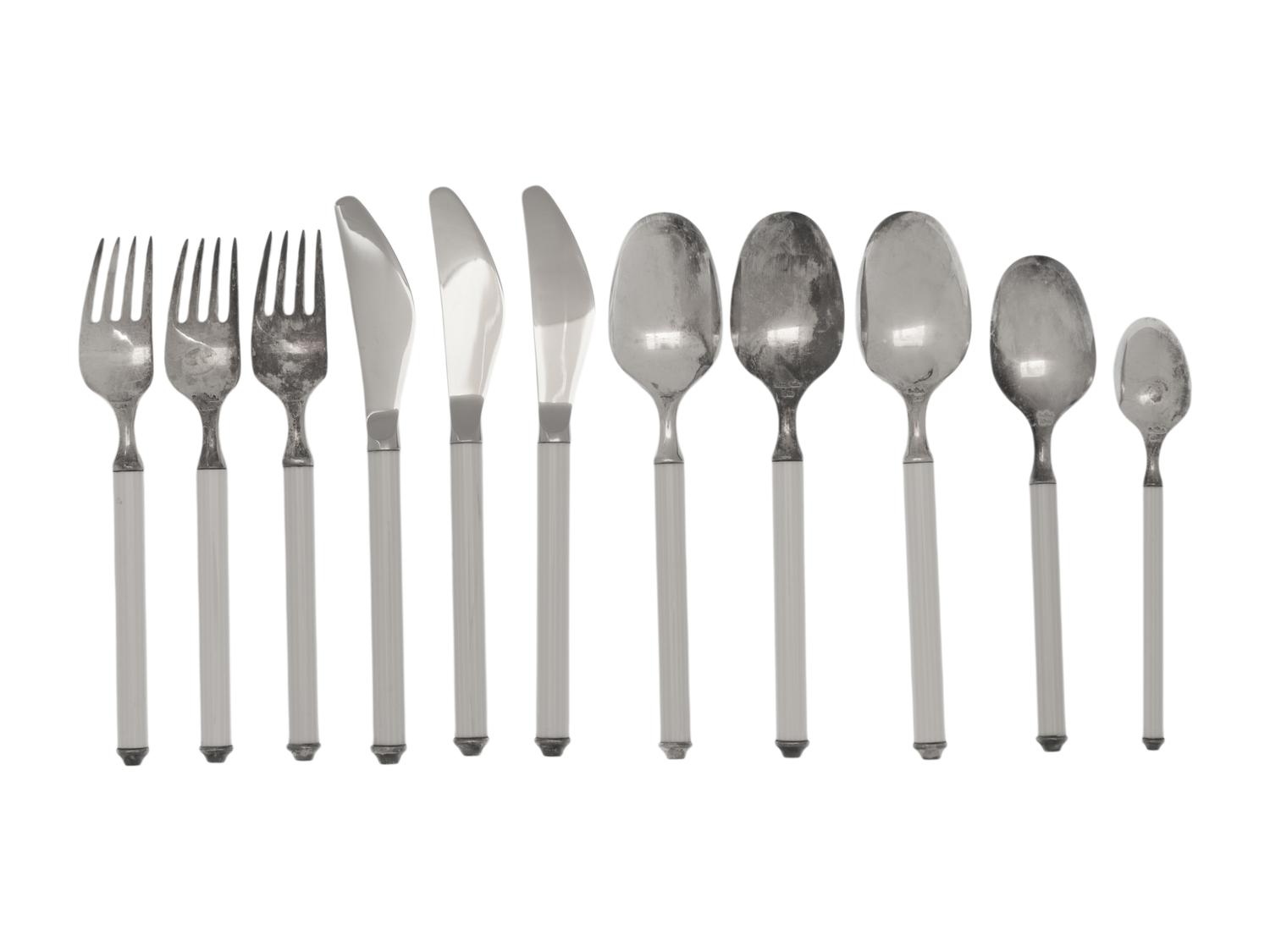 A Group of Rosenthal Porcelain Mounted Silver Flatware