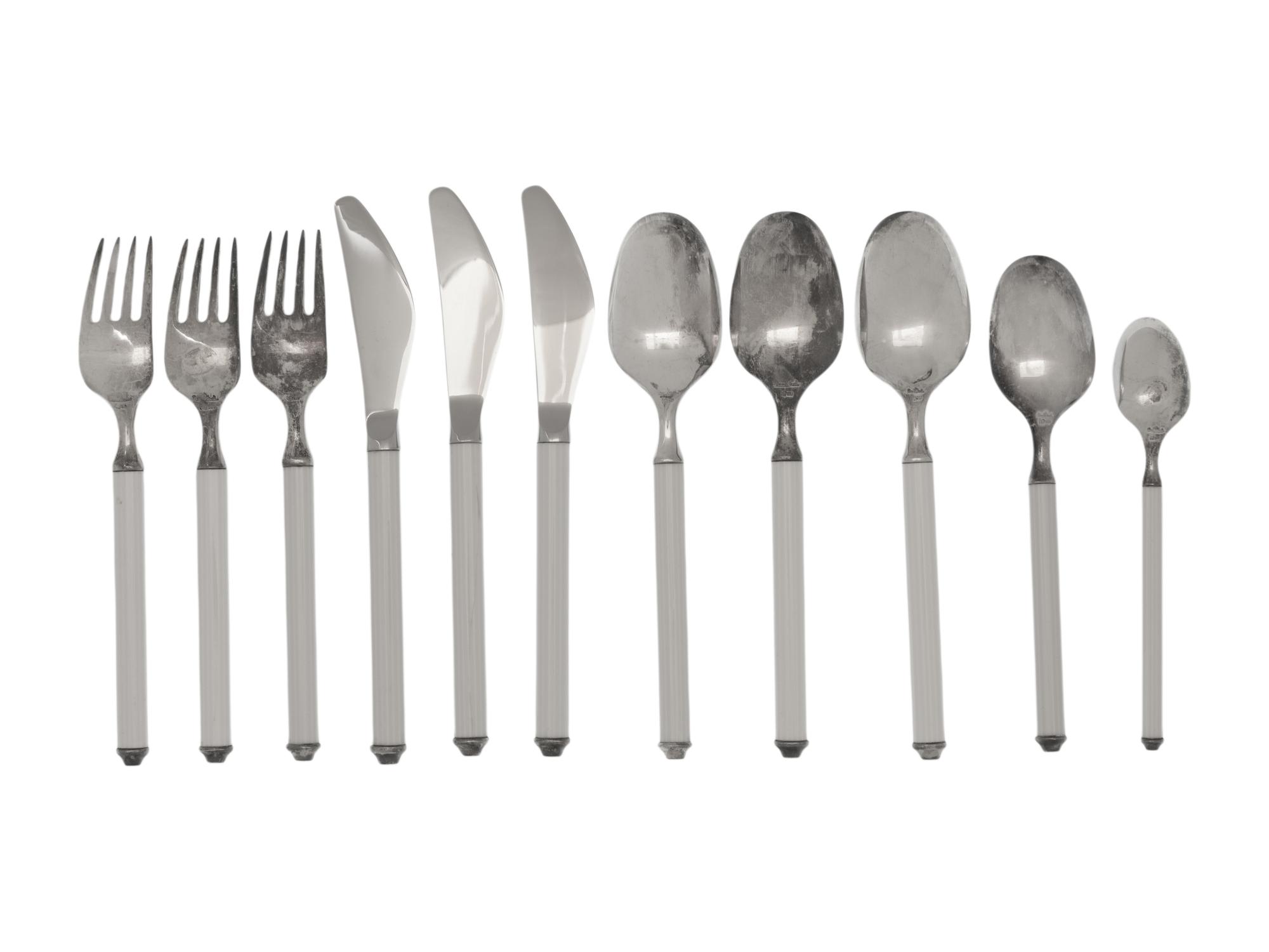 A Group of Rosenthal Porcelain Mounted Silver Flatware