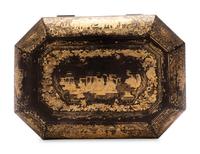 A Chinese Export Lacquered Tea Caddy