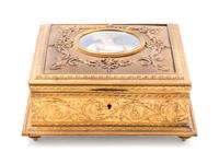 A French Portrait Miniature-Inset Gilt Bronze Table Casket