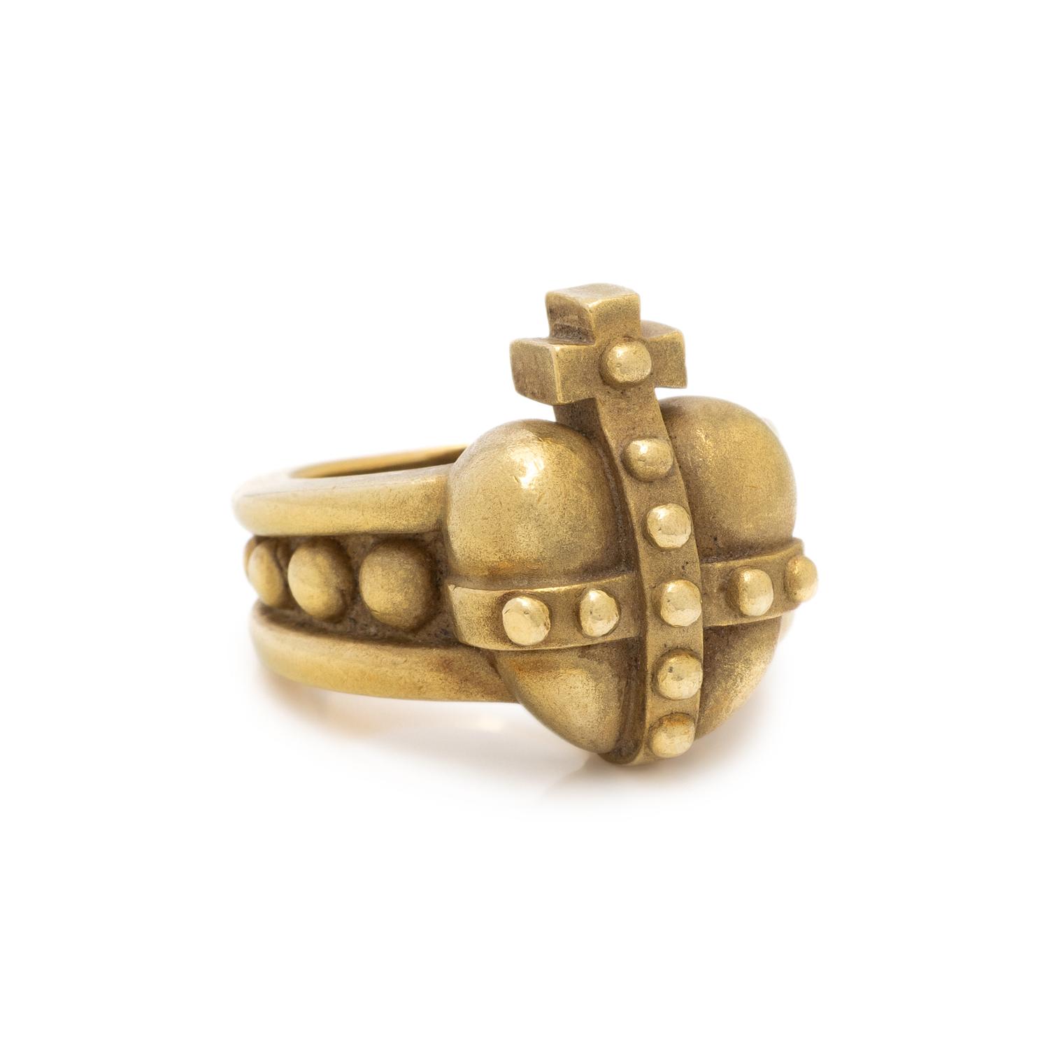 KIESELSTEIN-CORD, YELLOW GOLD HEART CROSS RING