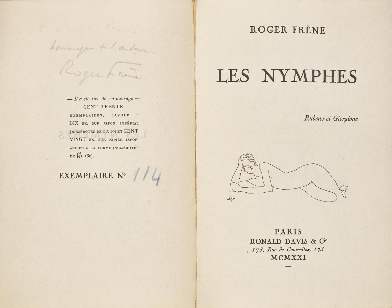 [Art] [Modigliani, Amedeo] Frene, Roger. Les Nymphes Rubens et Giorgione