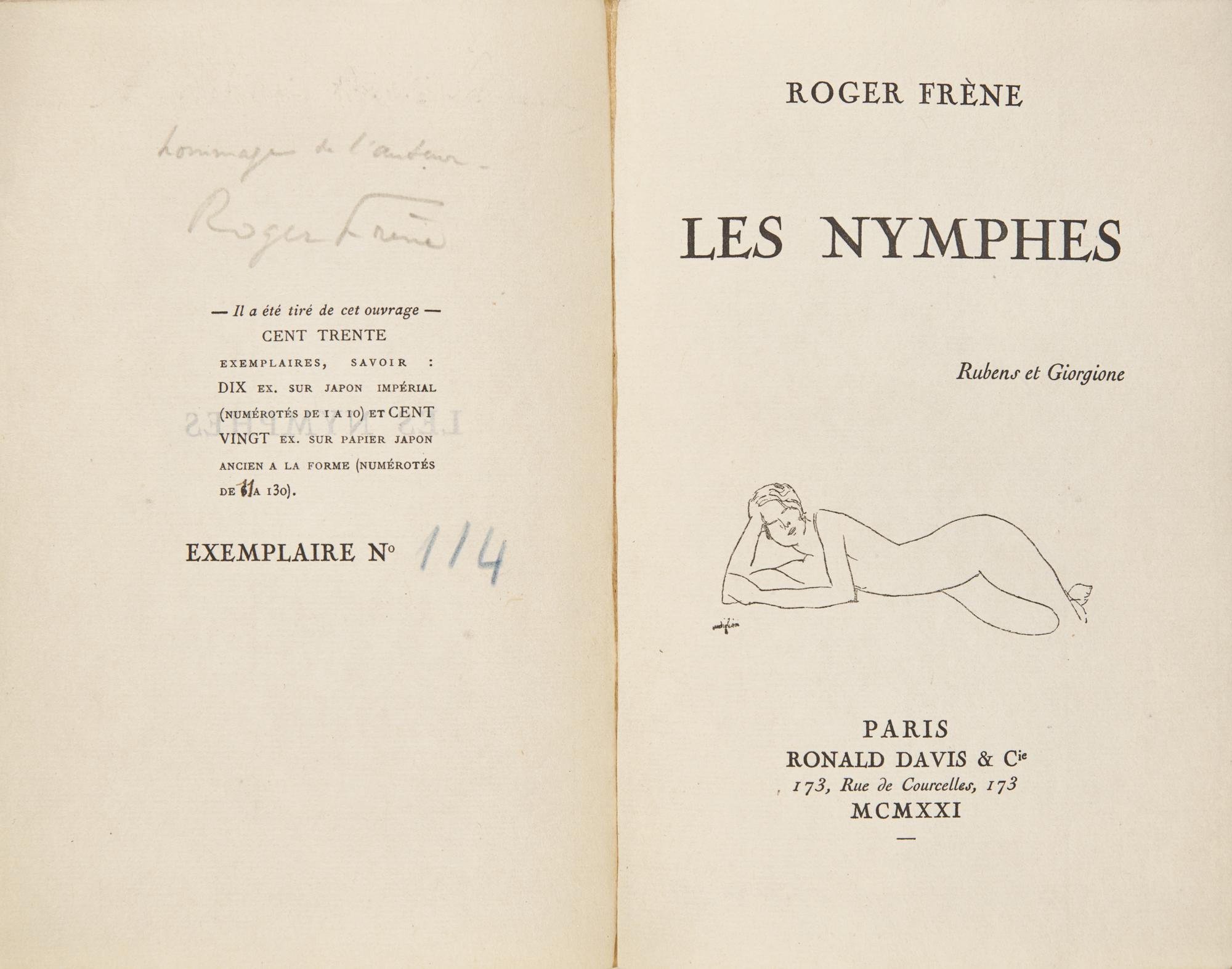 [Art] [Modigliani, Amedeo] Frene, Roger. Les Nymphes Rubens et Giorgione