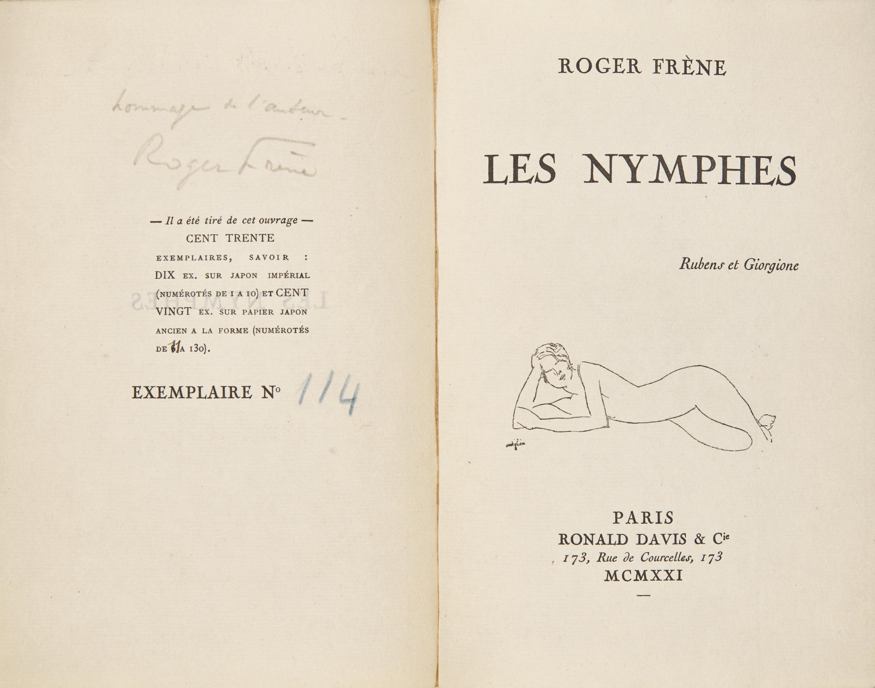 [Art] [Modigliani, Amedeo] Frene, Roger. Les Nymphes Rubens et Giorgione