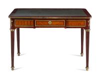 A Louis XVI Style Gilt Bronze Mounted Parquetry Bureau Plat