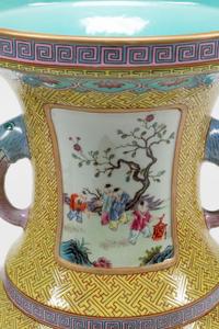 A Pair of Chinese Export Enameled Porcelain Vases with Giltwood Bases