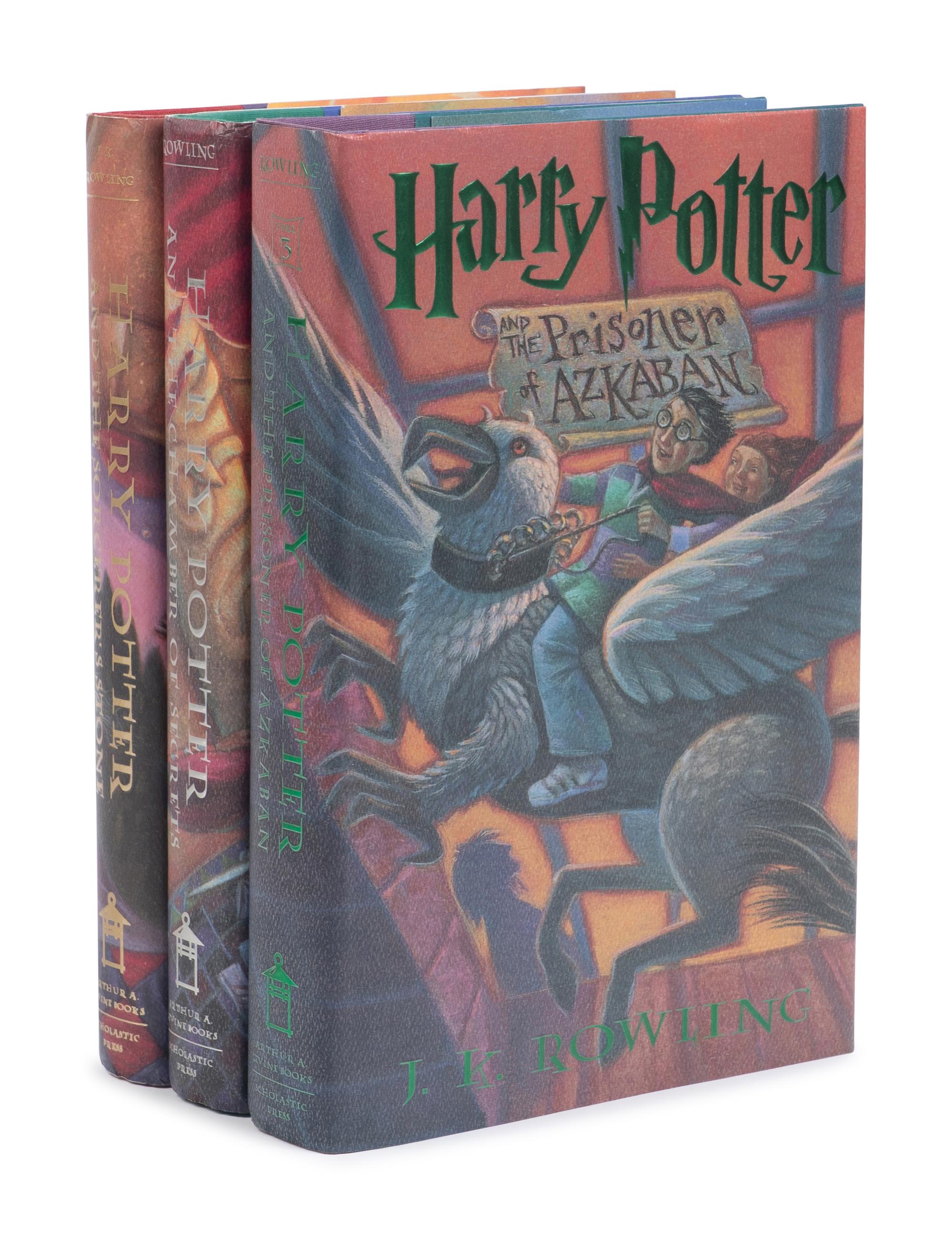 ROWLING, J.K. (b. 1965). A group of the first 3 Harry Potter titles, ALL FIRST AMERICAN EDITIONS, SIGNED, comprising: