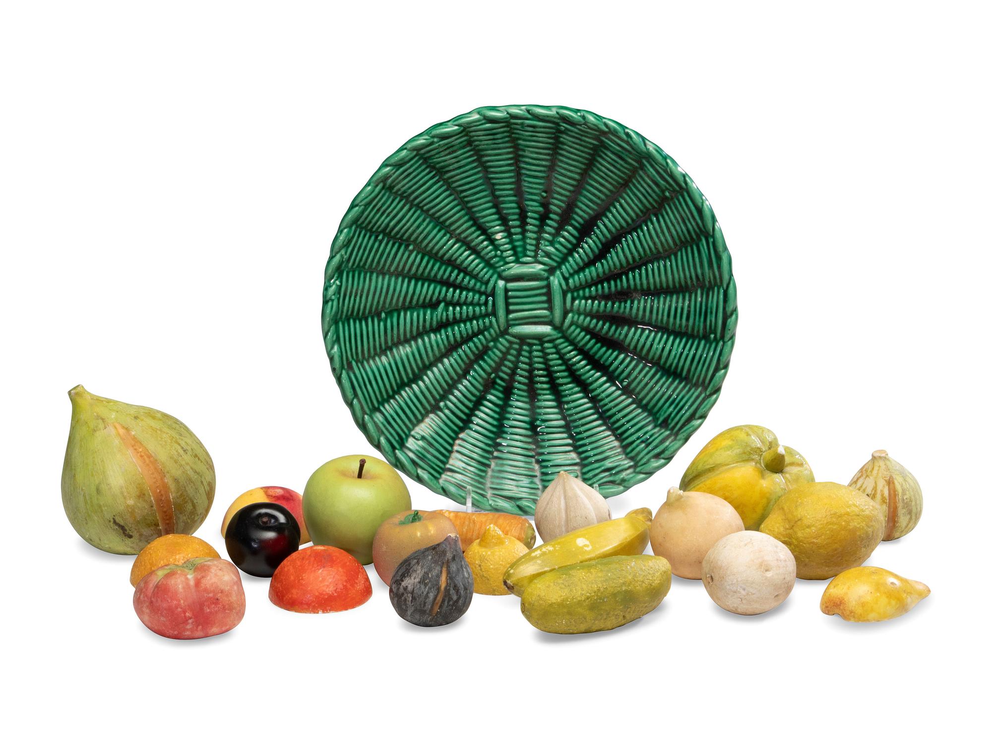 A Group of Painted Stone Fruit and Vegetables
