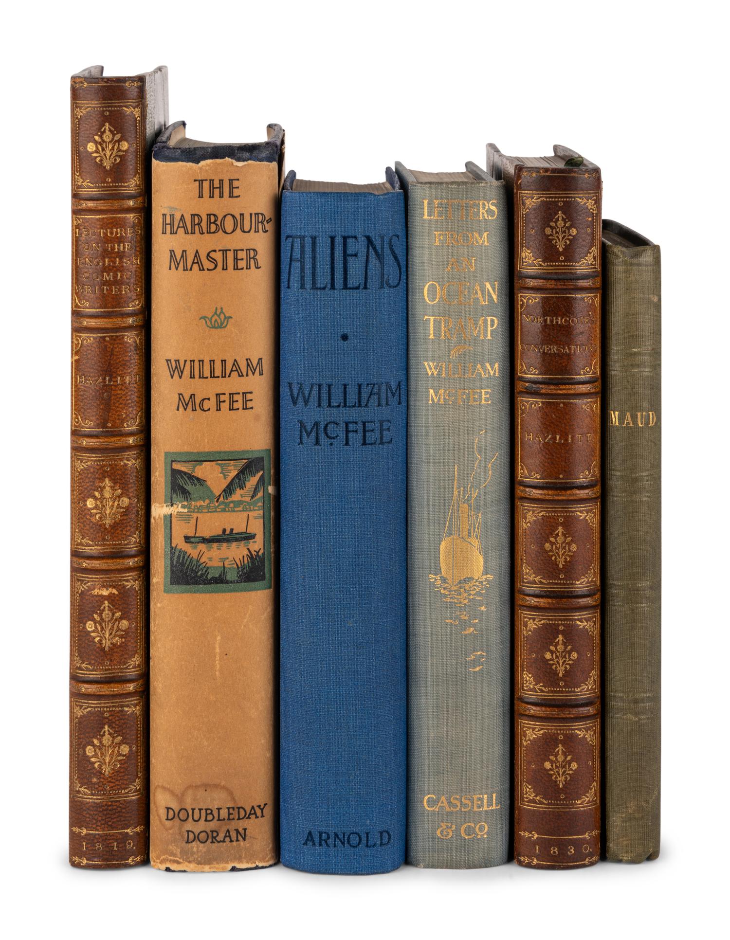 [BRITISH LITERATURE]. A group of 8 works by William HAZLITT (1778-1830), William McFEE (1881-1966), and Lord Alfred TENNYSON (1809-1892), including:
