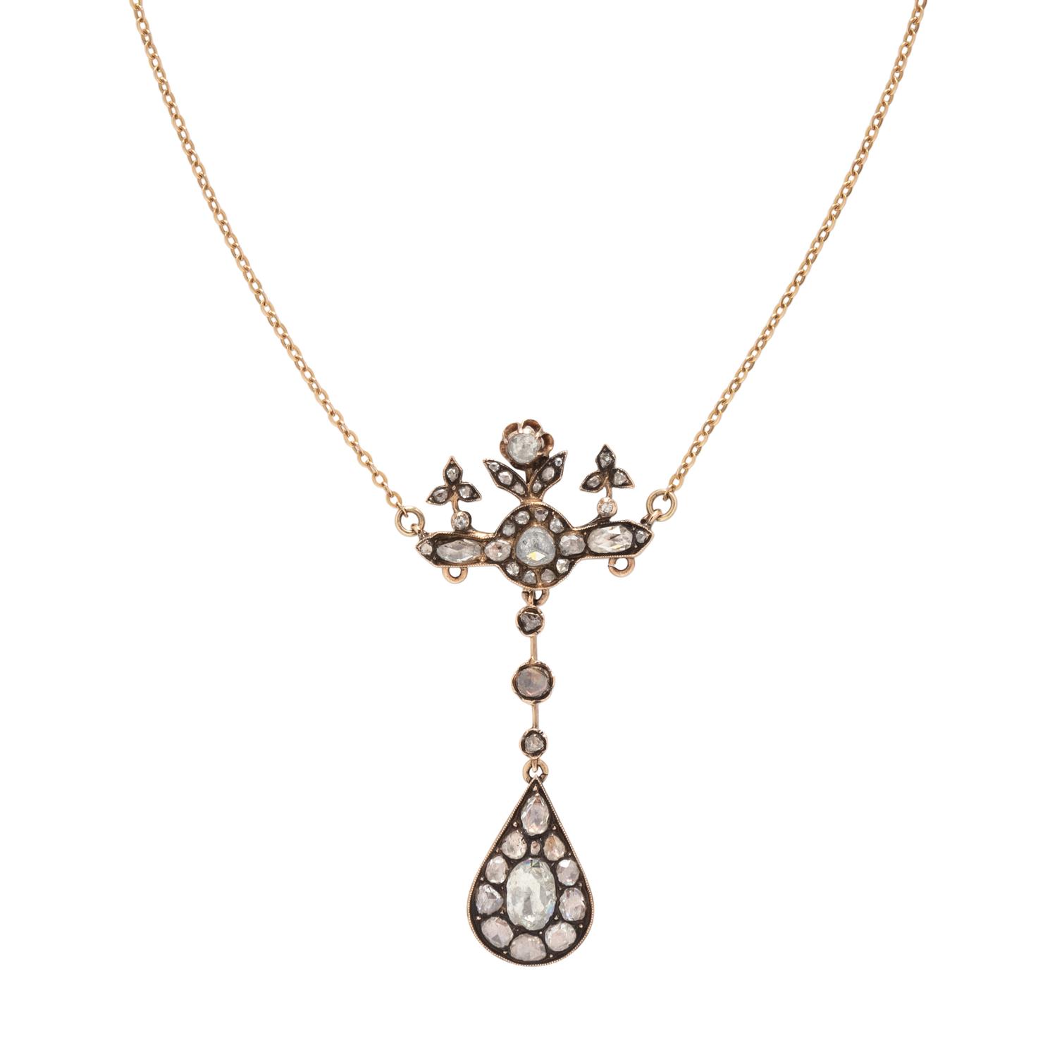 ROSE CUT DIAMOND PENDANT NECKLACE
