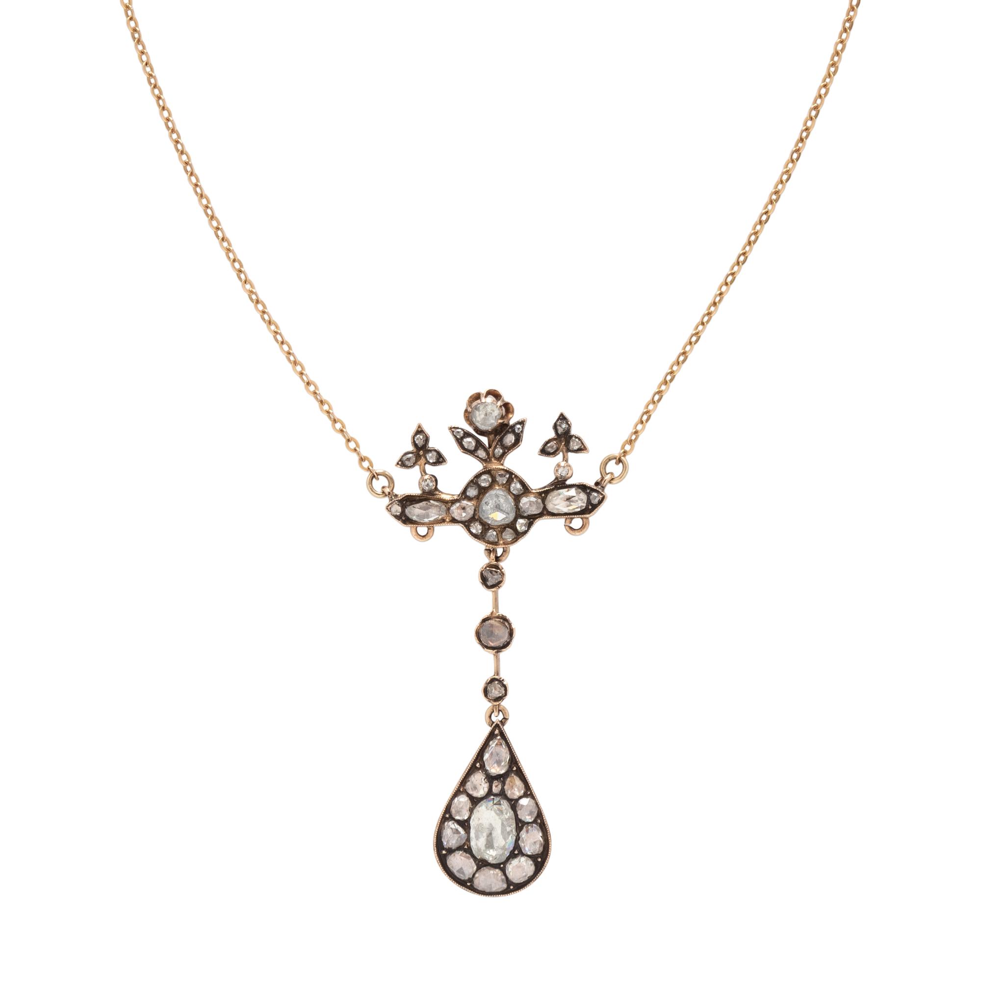 ROSE CUT DIAMOND PENDANT NECKLACE