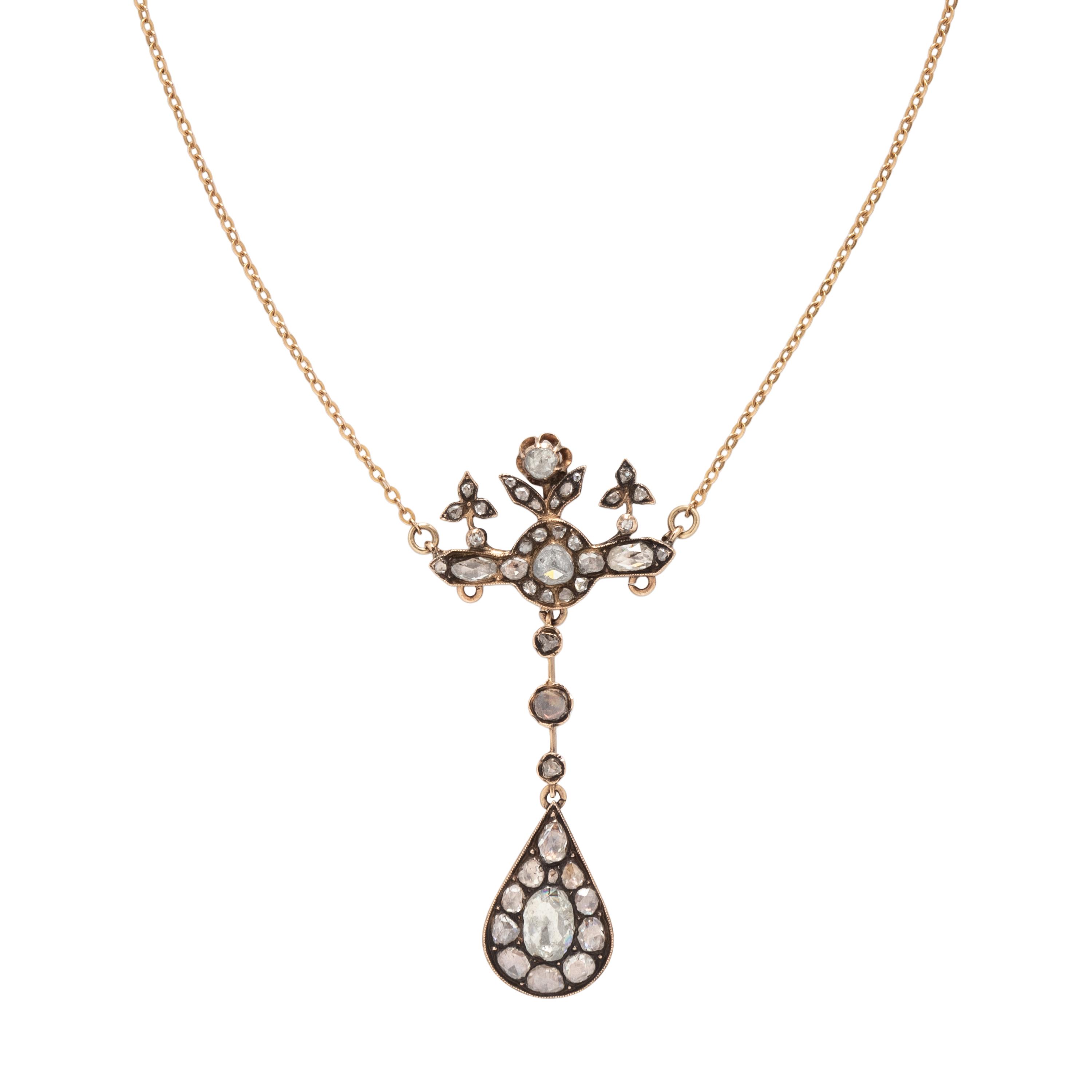 ROSE CUT DIAMOND PENDANT NECKLACE