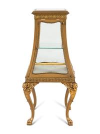 A French Neoclassical Style Giltwood and Marble Top Vitrine