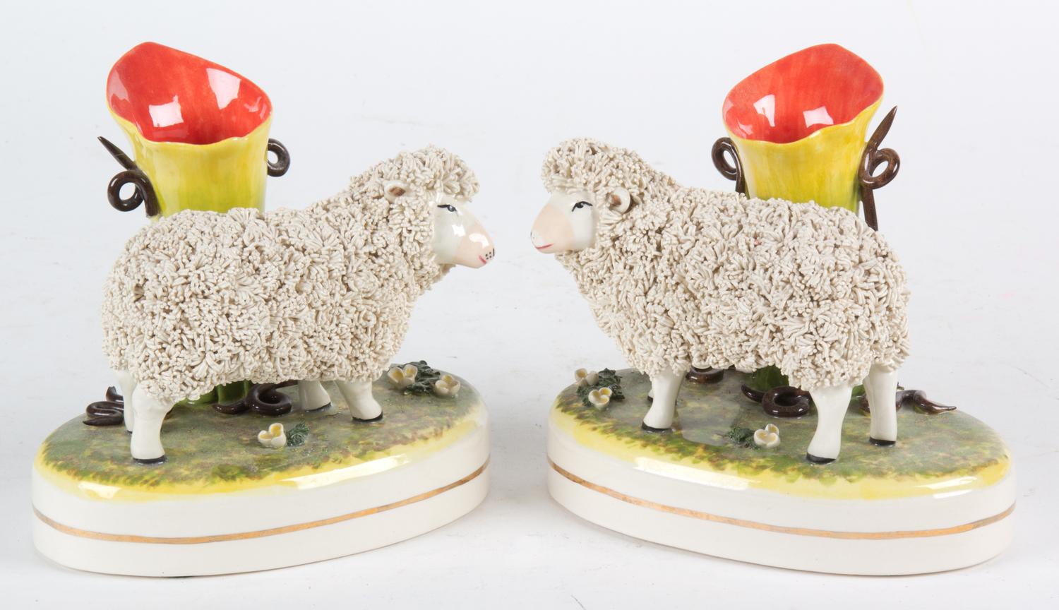A Pair of Ceramic Spill Vases