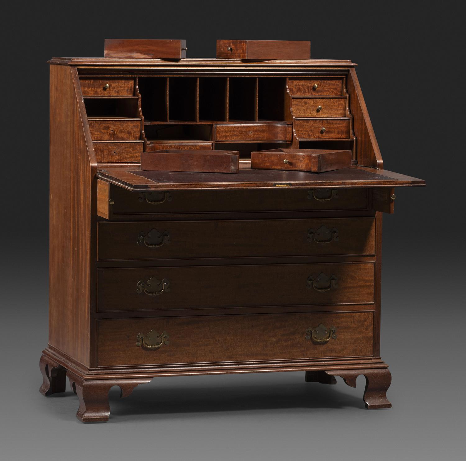 A Chippendale Style Mahogany Slant Front Desk