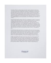 OBAMA, Barack. Duplicated typescript of his 2004 Democratic Convention Keynote Speech, entitled “Audacity of Hope.” [c.2008]. 4 pp., 4to . SIGNED BY OBAMA at head of the first page. On “Obama ’08” stationery. Loose sheets; housed in cloth folding case. With small previous authenticator’s label on verso of first page.