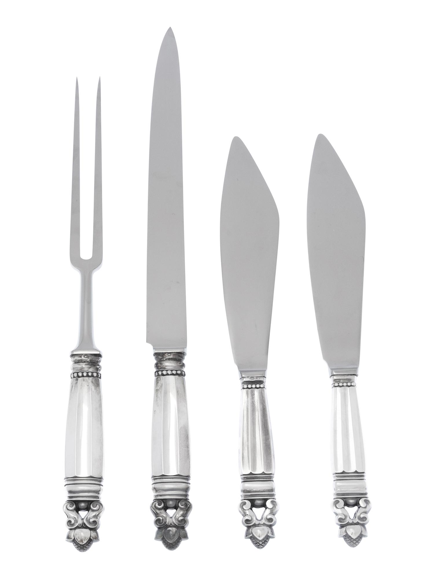 A Danish Silver Flatware Service