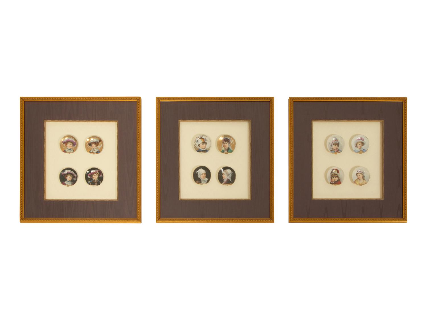 A Set of Twelve Vienna Style Porcelain Hand-Painted Portrait Medallions