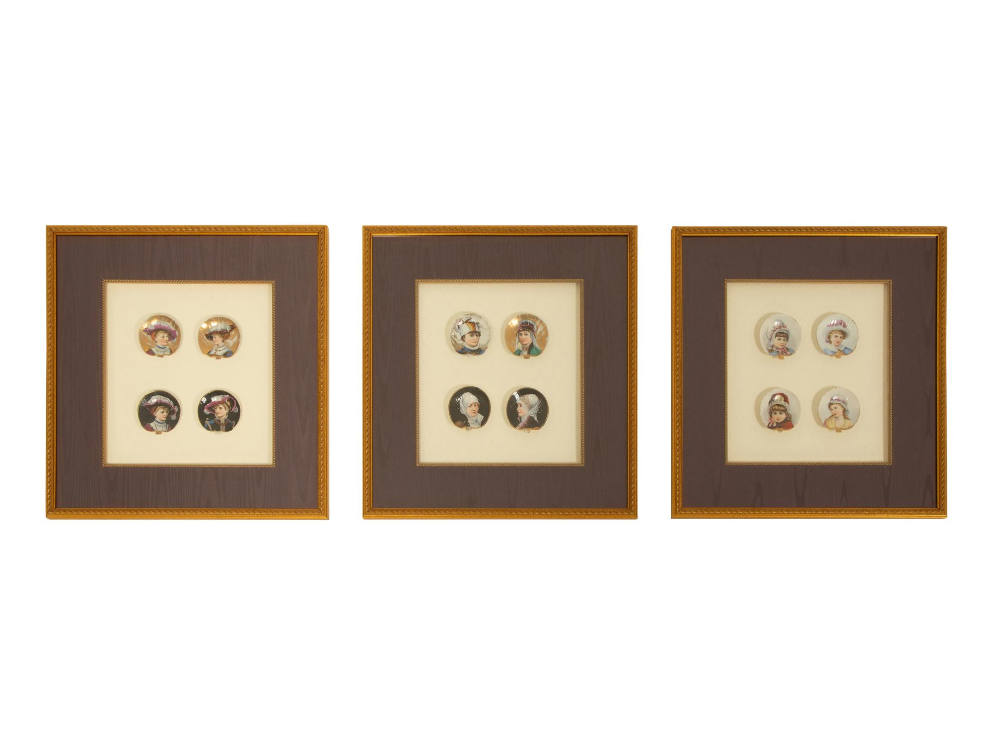 A Set of Twelve Vienna Style Porcelain Hand-Painted Portrait Medallions