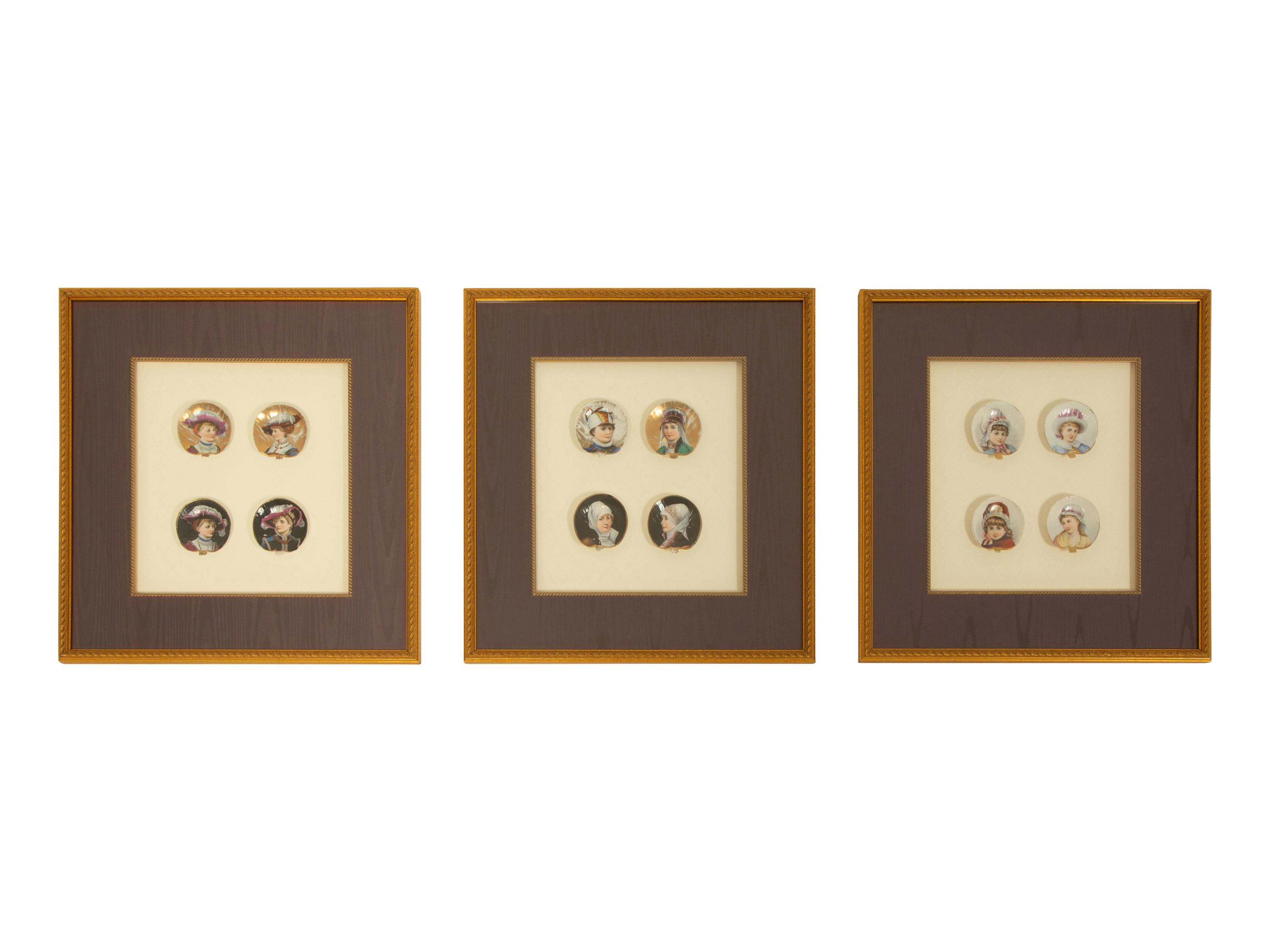A Set of Twelve Vienna Style Porcelain Hand-Painted Portrait Medallions