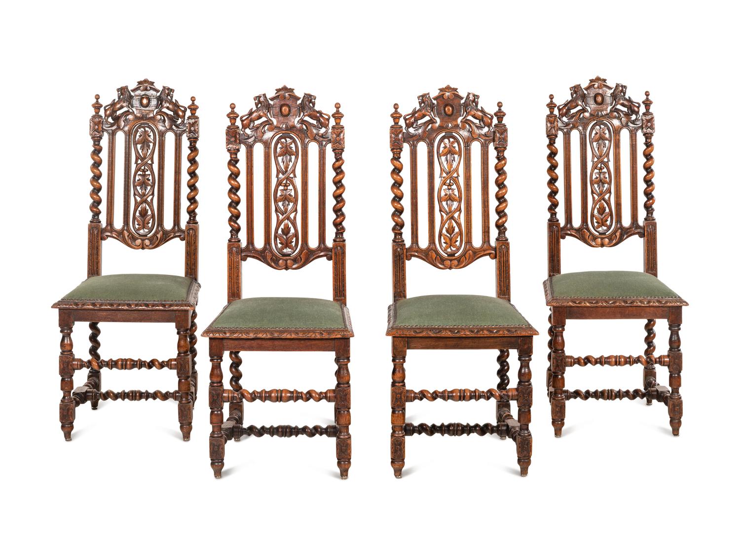 A Set of Four William and Mary Style Dining Chairs