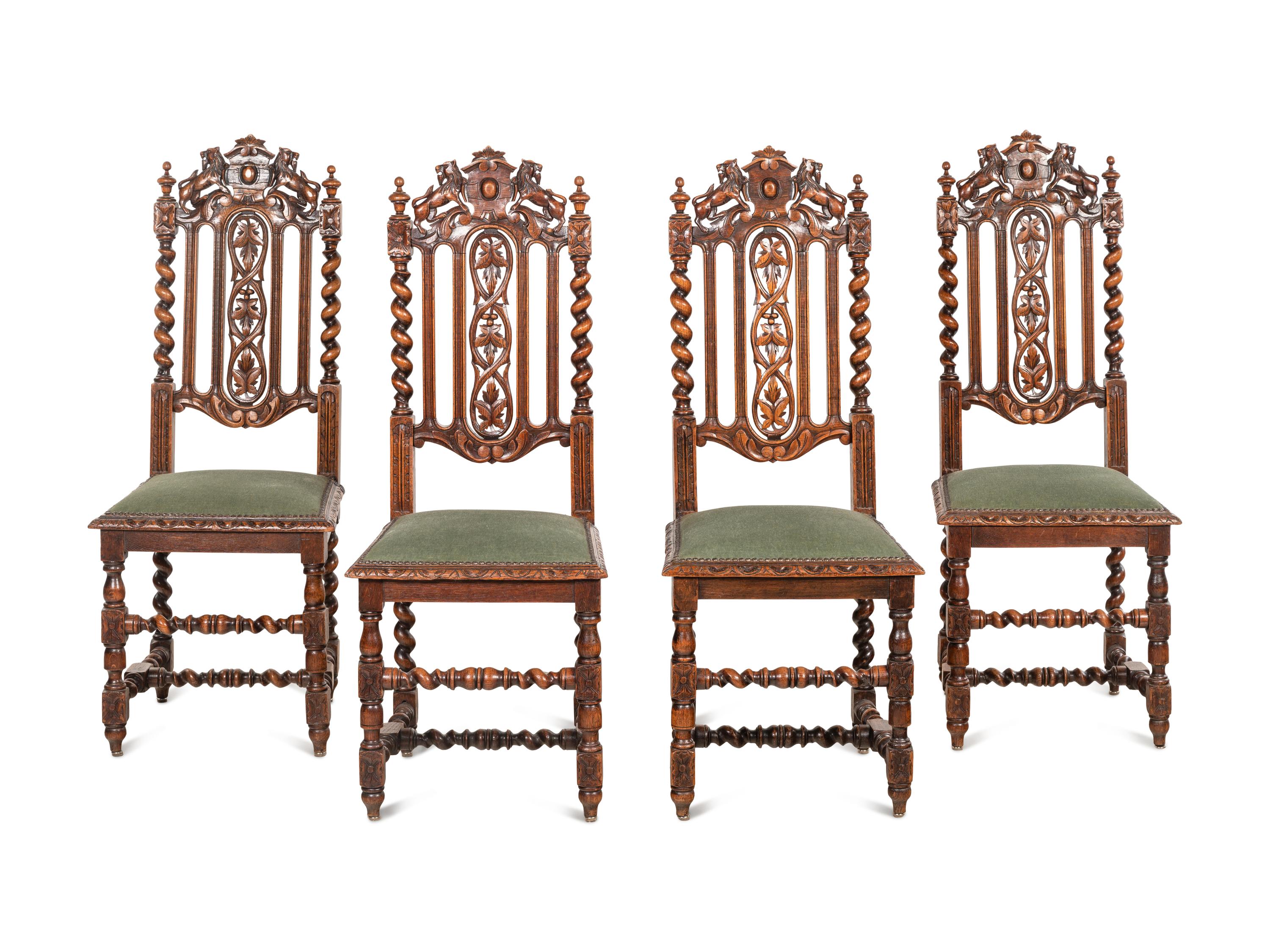 A Set of Four William and Mary Style Dining Chairs
