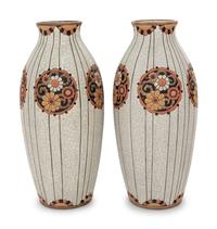 A Pair of Faïenceries et Emaux de Longwy Vases