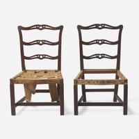 A pair of Chippendale carved mahogany ribbon-back side chairs, Probably Massachusetts, circa 1790-1800