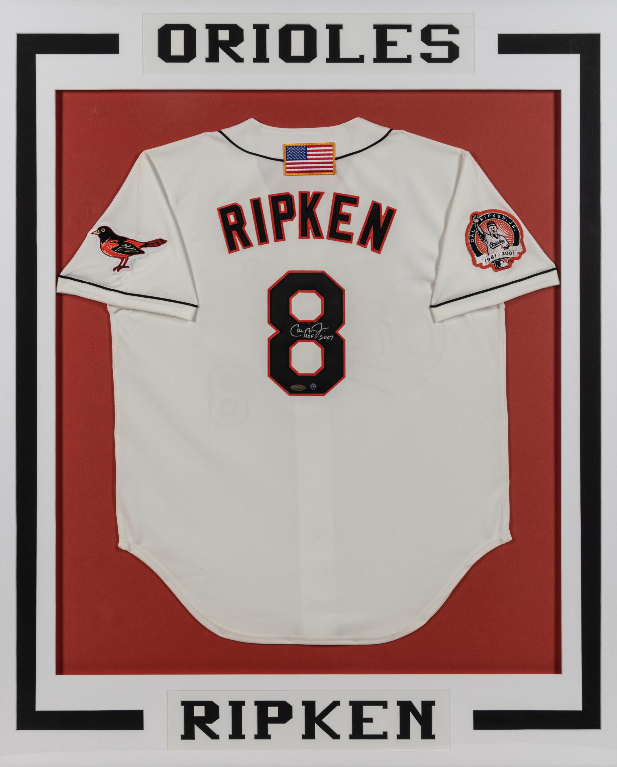 A Cal Ripken Jr. Baltimore Orioles Signed Autograph Jersey (1981-2001 Patch) Display (Ironclad Hologram),
