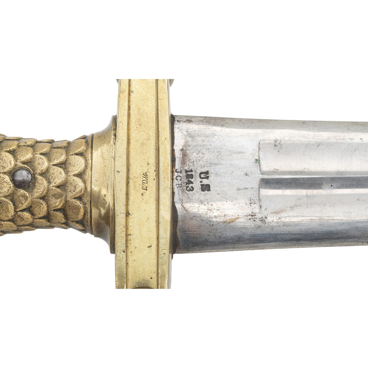 Ames Model 1832 Heavy Artillery Saber & Scabbard With Buff Belt Dated 1843