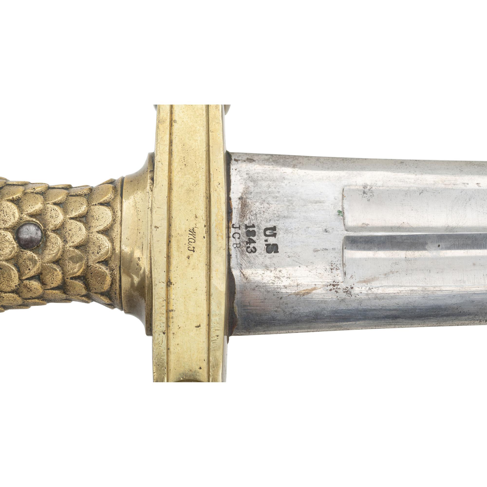 Ames Model 1832 Heavy Artillery Saber & Scabbard With Buff Belt Dated 1843