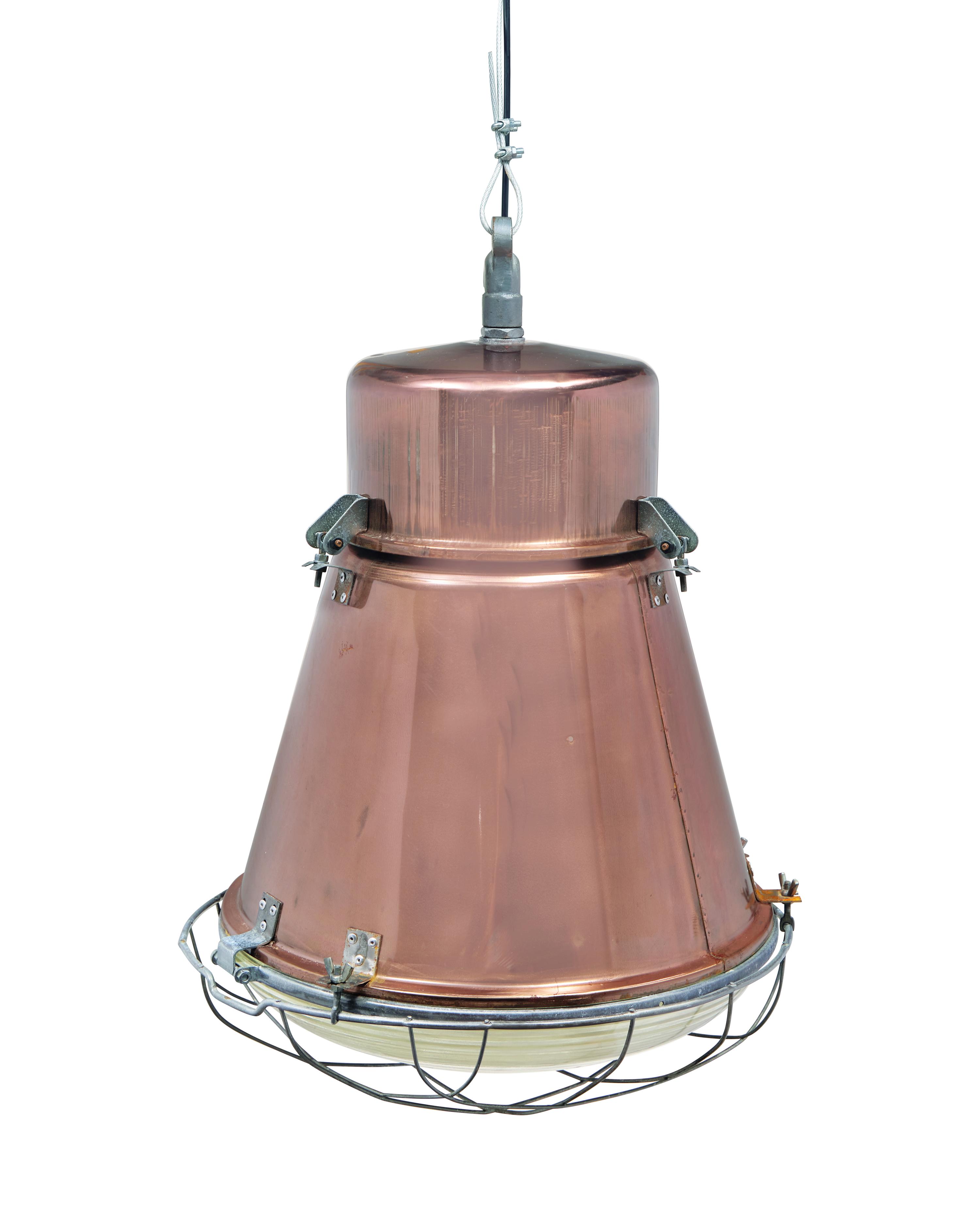 An Industrial Copper Pendant Light